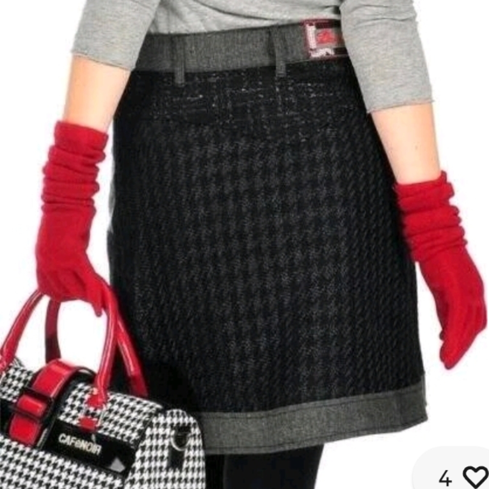 Desigual Black and Gray A-Line Knee-Length Skirt - Picture 2 of 13